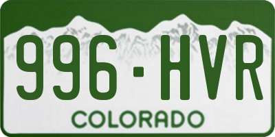 CO license plate 996HVR