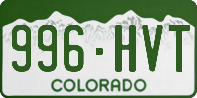 CO license plate 996HVT
