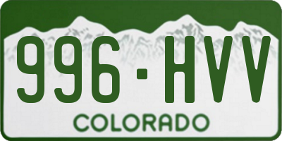 CO license plate 996HVV