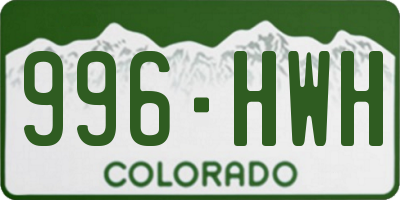 CO license plate 996HWH