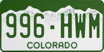 CO license plate 996HWM