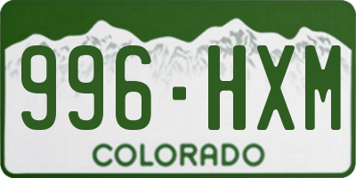 CO license plate 996HXM