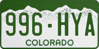 CO license plate 996HYA