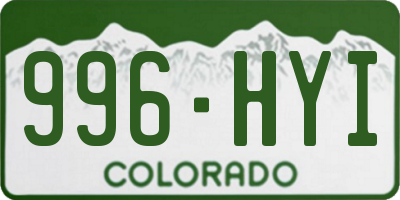 CO license plate 996HYI