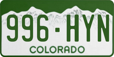 CO license plate 996HYN