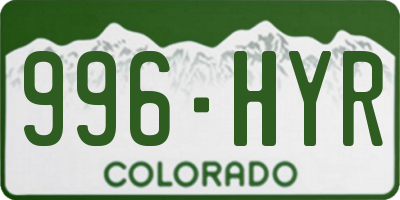 CO license plate 996HYR