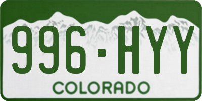 CO license plate 996HYY