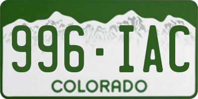 CO license plate 996IAC