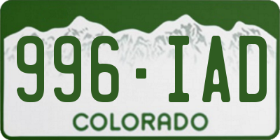 CO license plate 996IAD