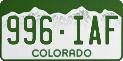 CO license plate 996IAF