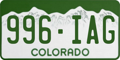 CO license plate 996IAG