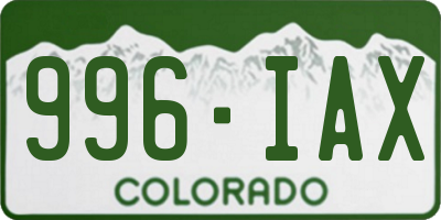 CO license plate 996IAX