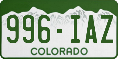 CO license plate 996IAZ
