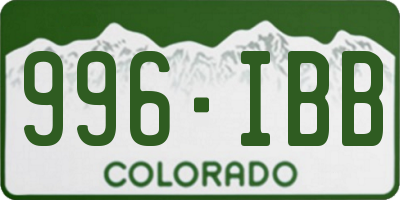 CO license plate 996IBB