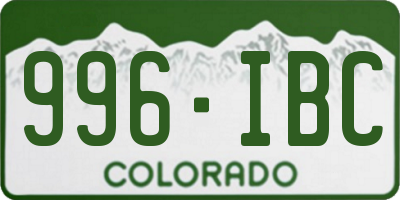 CO license plate 996IBC