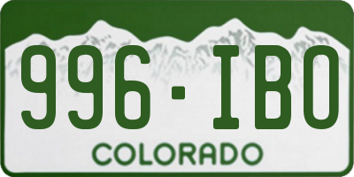 CO license plate 996IBO