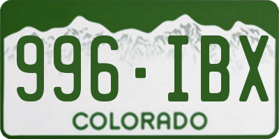 CO license plate 996IBX