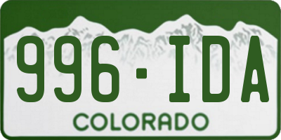 CO license plate 996IDA