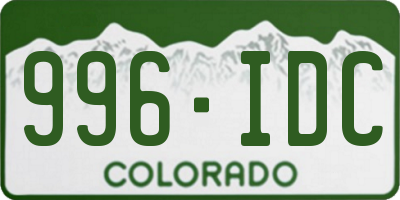 CO license plate 996IDC