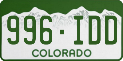 CO license plate 996IDD
