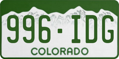 CO license plate 996IDG