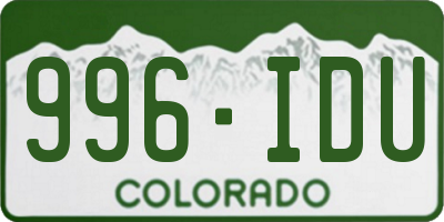 CO license plate 996IDU
