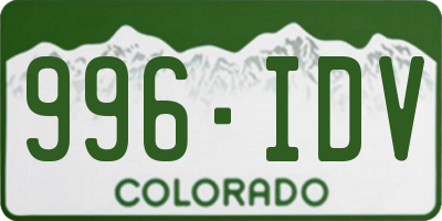 CO license plate 996IDV