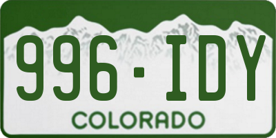 CO license plate 996IDY