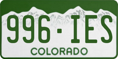 CO license plate 996IES