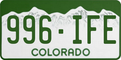 CO license plate 996IFE