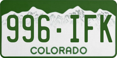 CO license plate 996IFK