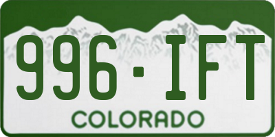 CO license plate 996IFT