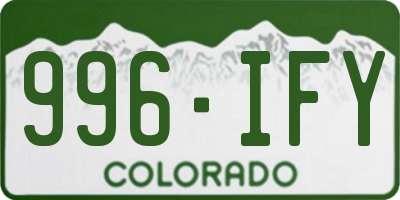 CO license plate 996IFY
