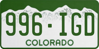 CO license plate 996IGD