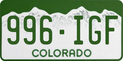 CO license plate 996IGF