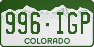 CO license plate 996IGP