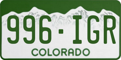 CO license plate 996IGR