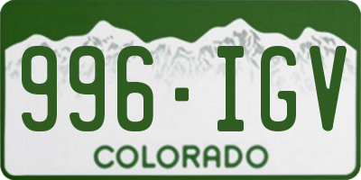 CO license plate 996IGV