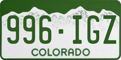 CO license plate 996IGZ