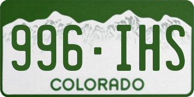 CO license plate 996IHS