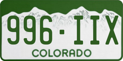 CO license plate 996IIX