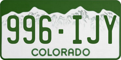 CO license plate 996IJY