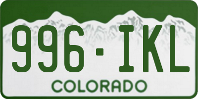 CO license plate 996IKL