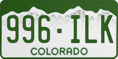 CO license plate 996ILK