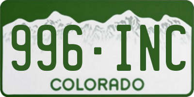 CO license plate 996INC
