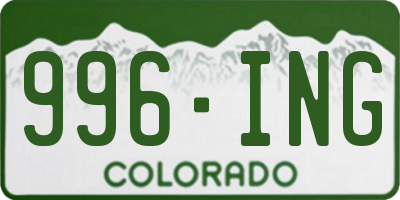 CO license plate 996ING