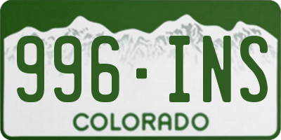 CO license plate 996INS