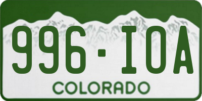 CO license plate 996IOA