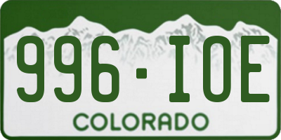 CO license plate 996IOE