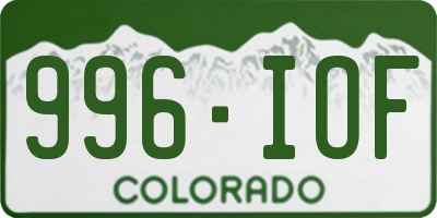 CO license plate 996IOF